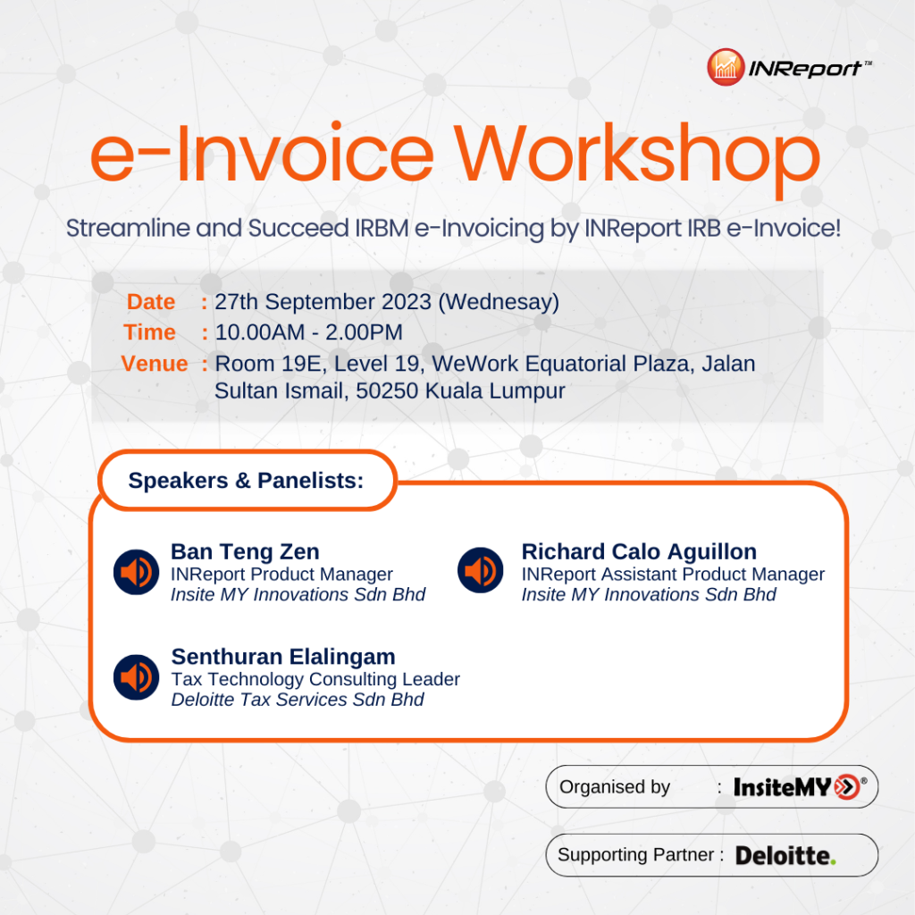 INReport e-Invoice workshop details.