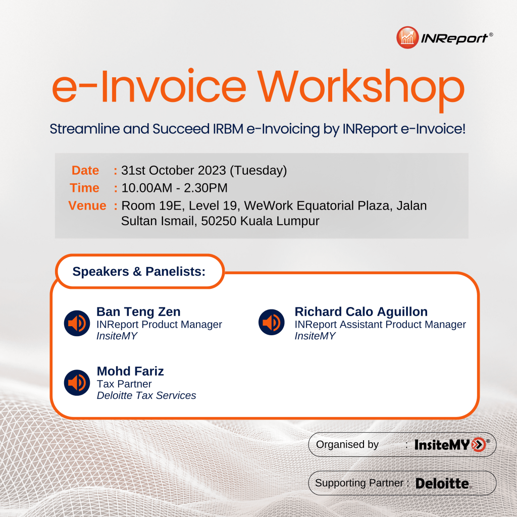 INReport e-Invoice workshop details.