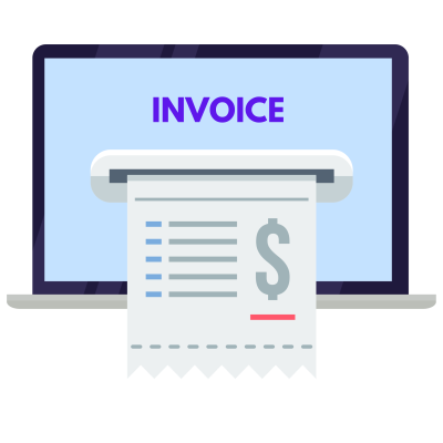 Laptop screen showing invoice bill on real-time.